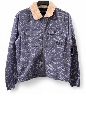 NWT Men’s Billabong Sherpa Collar Blue Abstract-Print Zip Shacket Size Small